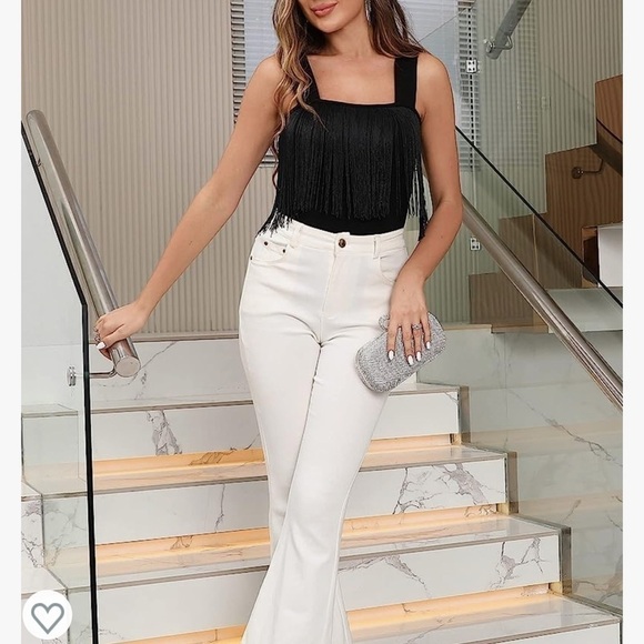 NWT MANGOPOP Women's Square Neck Sleeveless Tank Top Bodysuit - Picture 4 of 7